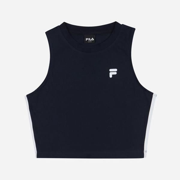 Camisetas Manga Corta Fila Mujer Azul Marino - Heritage Color Block Crop Sleeveless - España 486179W